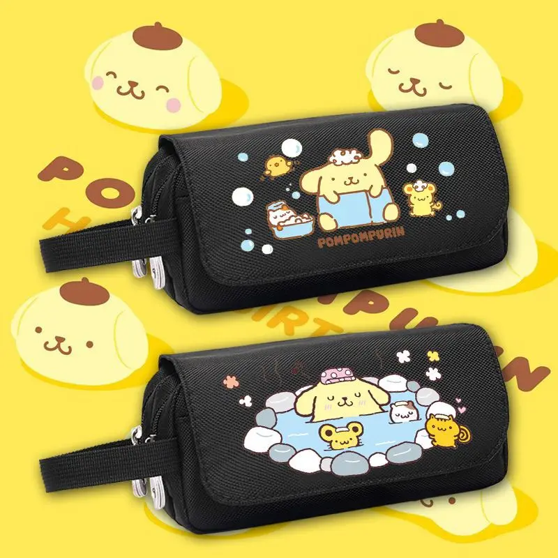 Sanrio karikatúra roztomilý pompom purin multifunkčný kancelársky úložný vrecko Študent Kreatívna veľká kapacita ceruzka s dovolenkovým darčekom