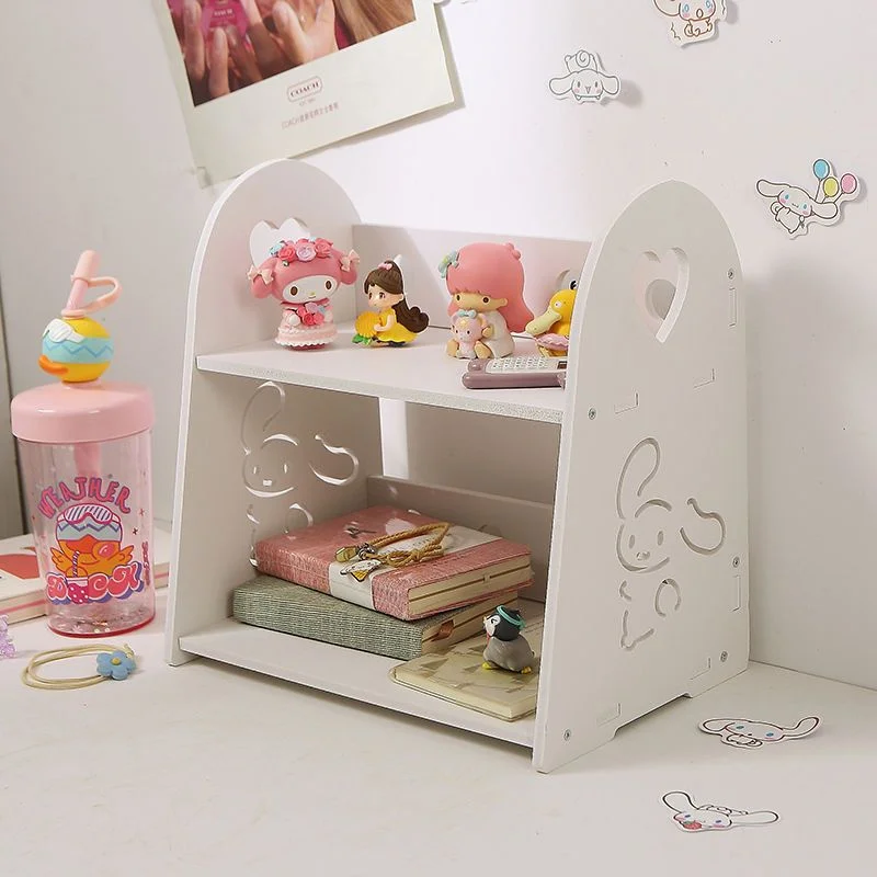 Sanrio Kawaii Cinnamoroll Rack Student Cartoon Multi Functional Desktop Dormitory Domáca kniha Dokončenie úložného priestoru Darček Darček
