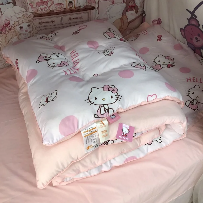Sanrio Kawaii Hello Kitty Kuromi My Melody Pochacco Cinnamoroll Cuil Anime Quilt Kawaii Student Dormitory Quilt Set Holiday Gift