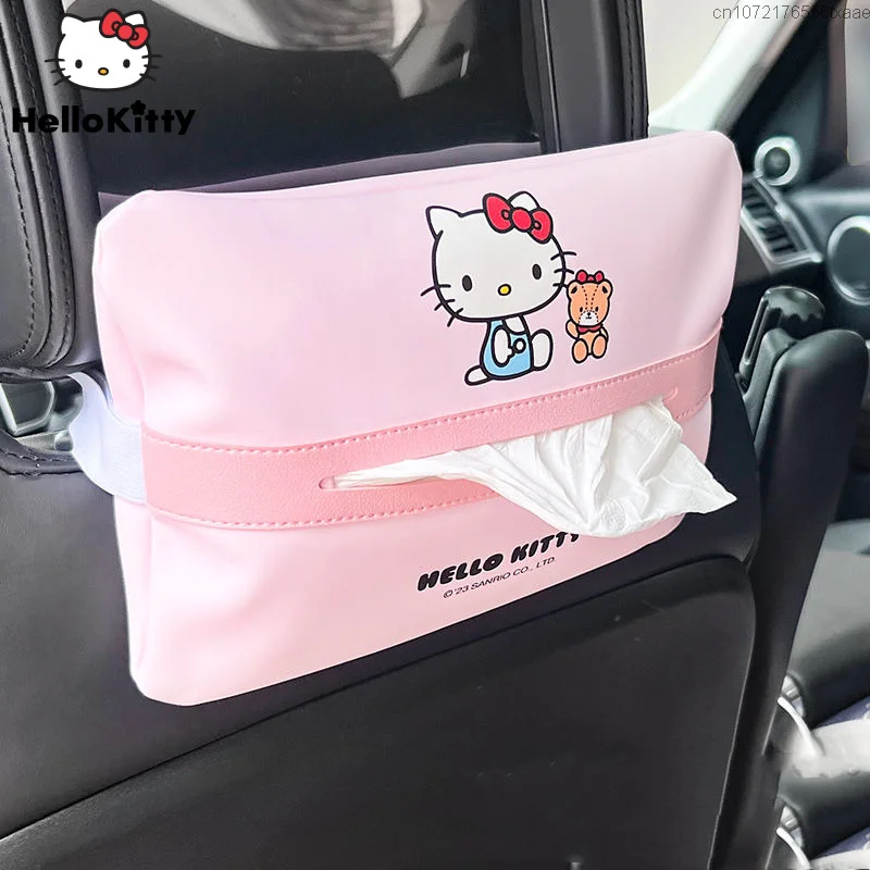 Sanrio Kawaii Hello Kitty Paper Box Y2K Creative Creative Auta Interiér Hanging Tissue Box Cute Automotive Dekoratívne doplnky