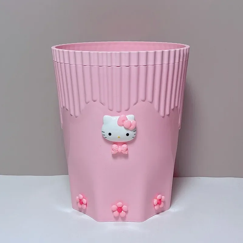 Sanrio Kawaii Hello Kitty Trash Can Anime Cartoon Fashion vynikajúca tvorivá spálňa kúpeľňa v štýle úložného priestoru na odpadky na odpadky