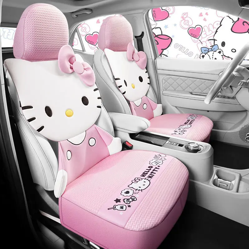 Sanrio Kawaii Hellokitty Cartoon sedadlo vankúš Štvorročné univerzálne sedadlo Priedušné ľadové hodvábne polotuhované