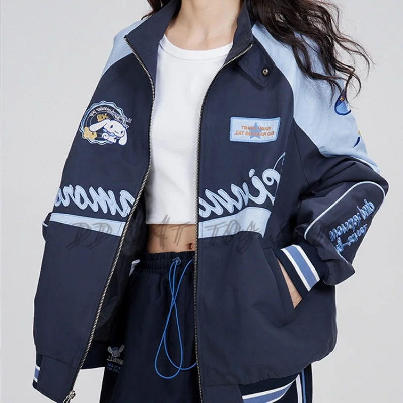 Sanrio Kawaii MymeLody Kuromi Cinnamoroll baseball Uniform Conyber Punching Dierovanie Foto Wear Watter Windped Jacket Pár oblečenia