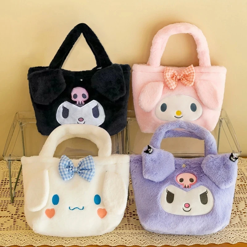 Sanrio kawaii plyšová taška melódiu Kuromi karikatúra zvierat veľká kapacita kabelka roztomilé škoricové úložné priestory kabelka Dámske darčeky