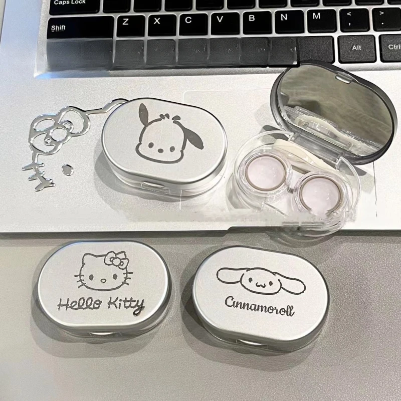 Sanrio kawaii ‌hellokitty‌ dámske kontaktné šošovky roztomilý ‌kuromi‌ Kontaktný úložný priestor pre šošovky Pohodlné cestovanie s pinzetou šošoviek