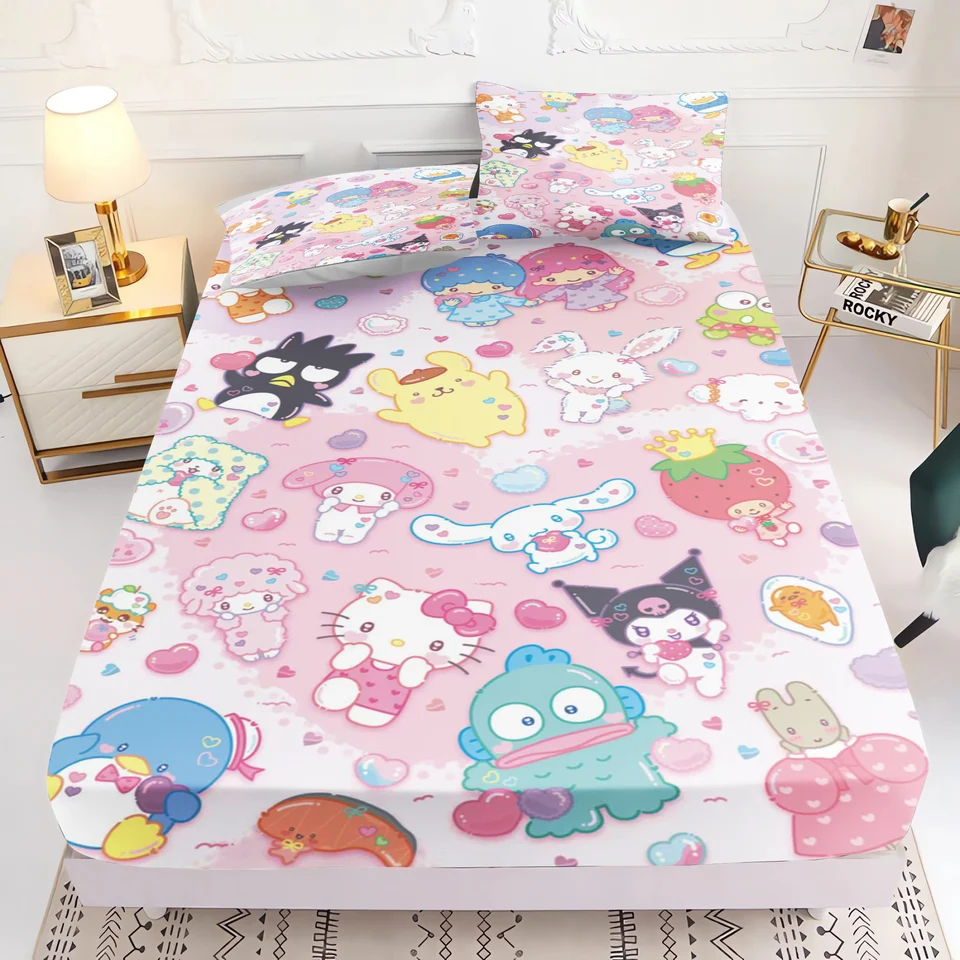 Sanrio Koulomi Domáci dekor 100% Polyester 3D detská podstielka s vankúšom namontovaným listom 2/3ks anime vytlačené