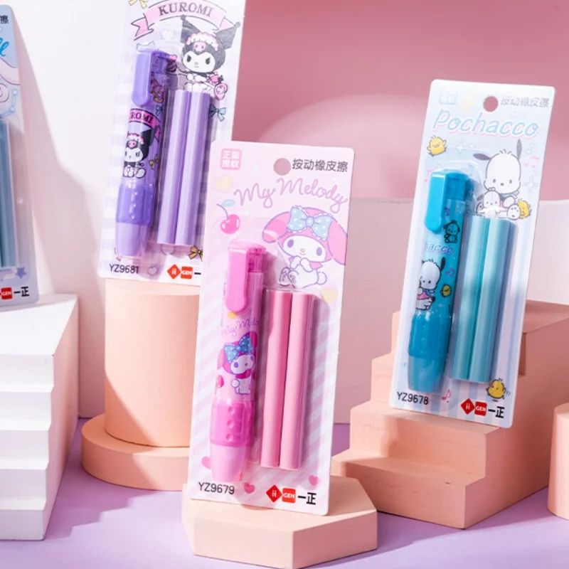 Sanrio Kuromi Cinnamoroll My Melody 12ks Cartoon Press Gumy Cute Eraser pre deti na základnej škole späť do školy anime