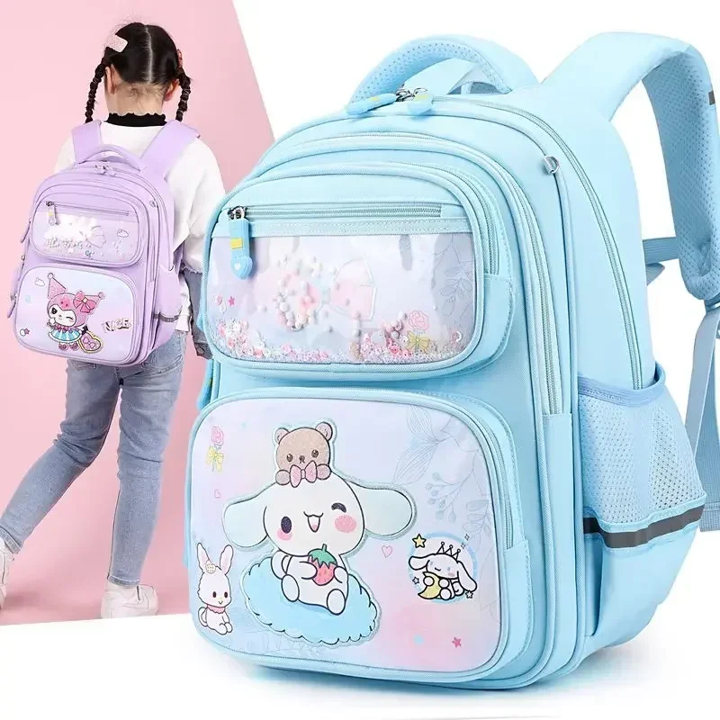 Sanrio Kuromi Cinnamoroll My Melody Cutive Creative Cartoon Vytlačte novú veľkú kapacitnú ochranu chrbtice a batoh na znižovanie záťaže