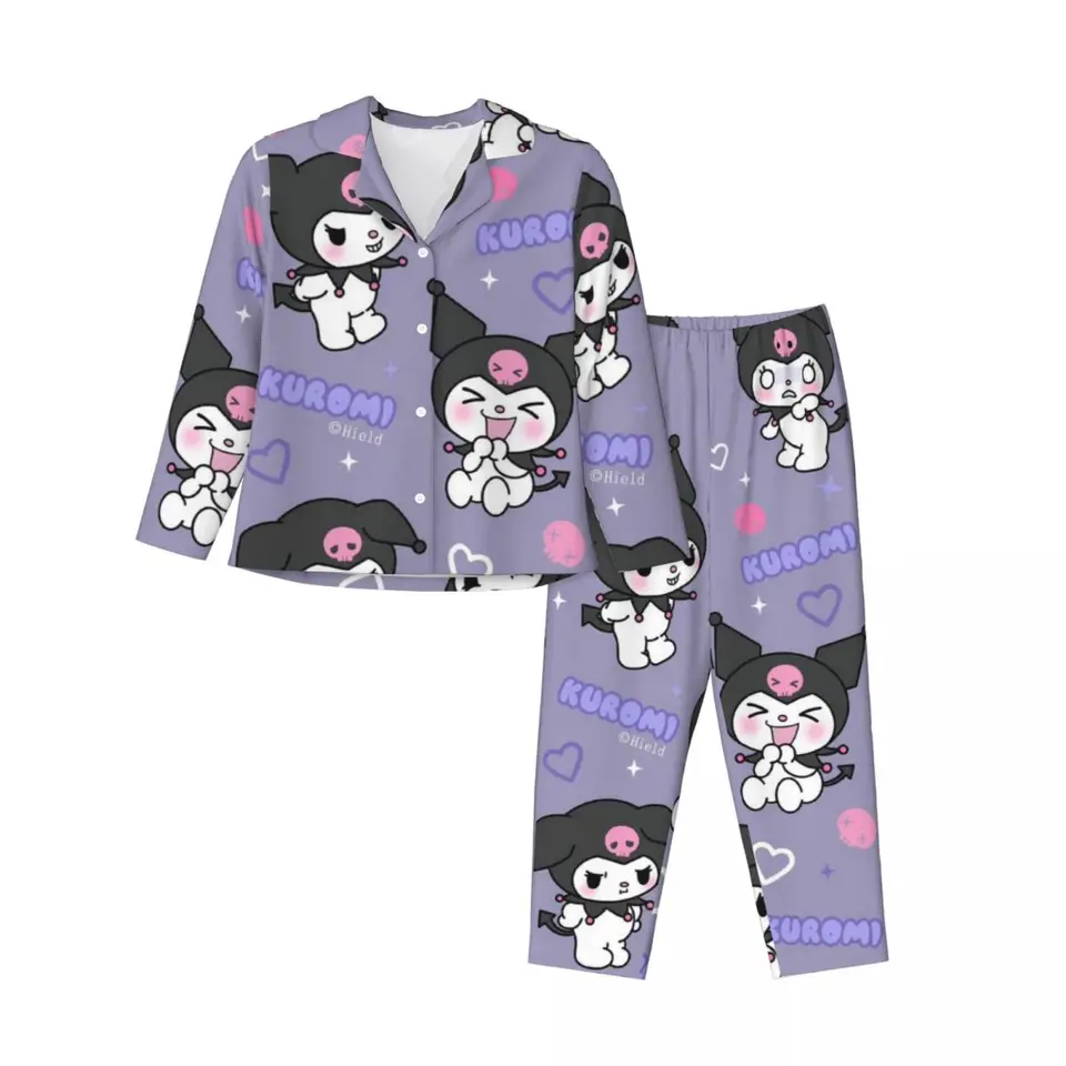 Sanrio Kuromi Dámske pyžamy súpravy Žena 2 kusy pyžamy ženské páry Loungewear obleky domáce oblečenie