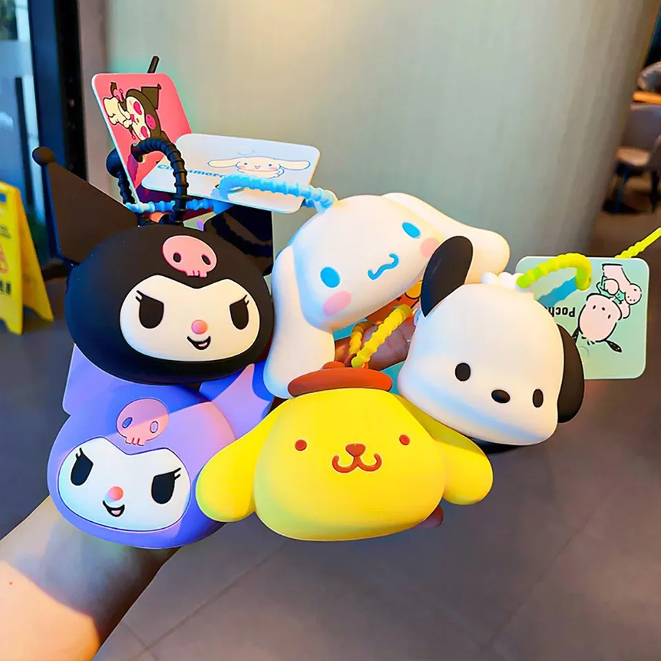 Sanrio kuromi mince kabelky Keychain roztomilý silikónový slúchadlá Storage Bag Female Schoolbag prívesok Ornament Peňaženka darček pre priateľov