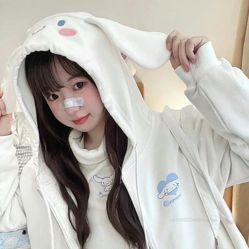 Sanrio kuromi moja melódia cinnamoroll pom pom purin karikatúra mikina jesenná zima nová mäkká dievčina zips roztomilý vyšívaný zipsový kabát