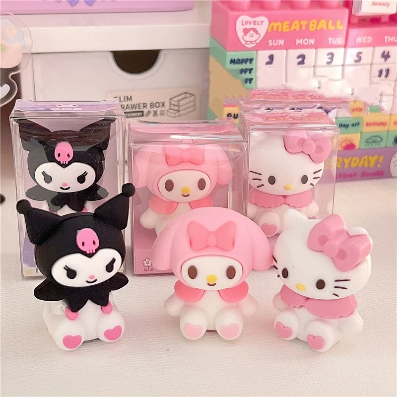 Sanrio Kuromi My Melody Silikone Cencil Binkener Kawaii Single Hole Penker Eraser Dva v jednom vzdelávacom výučbe študent
