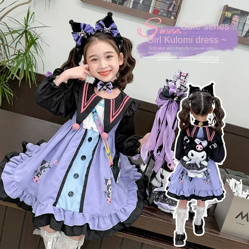 Sanrio Kuromi princezná šaty dievča fialové puzdro puzdro Cosplay zamotaný kostým Halloween Vestido Kids Birthday Ball Gown oblečenie