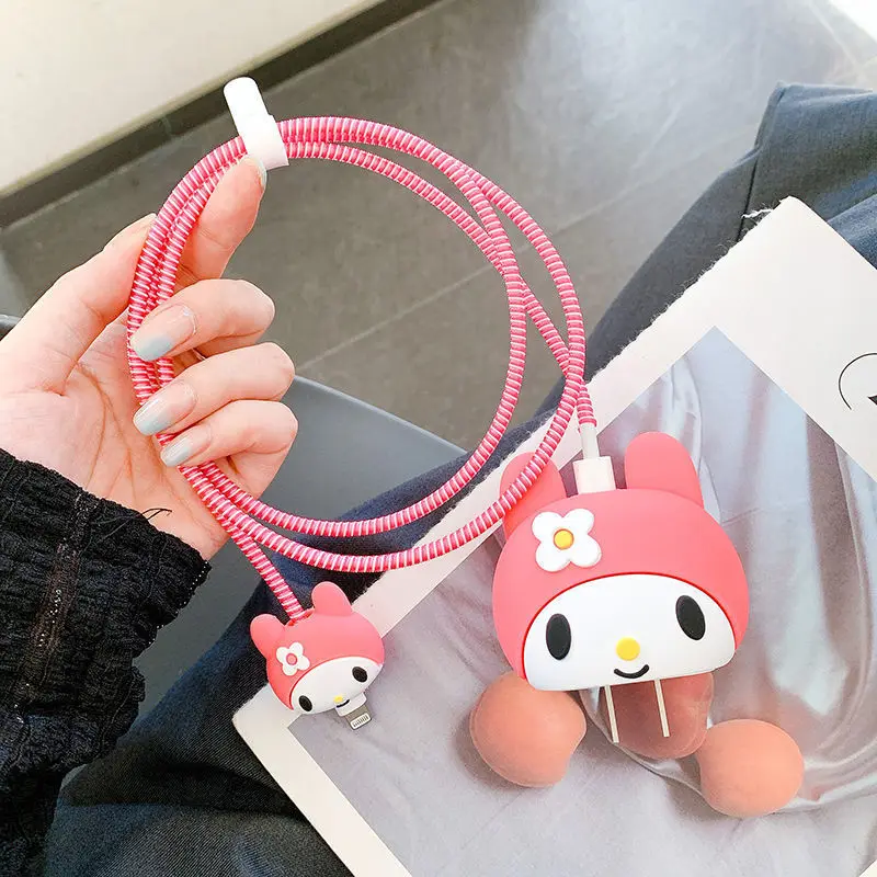 Sanrio káblové chránič dátového karikatúry pre iPhone 18/20 W nabíjačka anime Kuromi My Melody Cable Protector Protect Anti -Leak ohýbanie kawaii