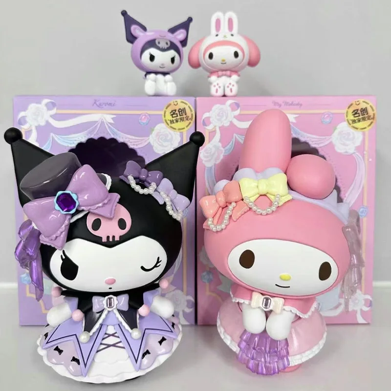 Sanrio Large My Melody Kuromi Figures Action Figures Dollyii Desktop Decor Doll Collection Collection Model figurín