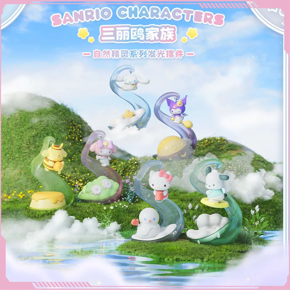 Sanrio Luminous Spirit Lamp Hello Kitty Cinnamoroll Kuromi melódia anime figúrka zbierka spálňa dekora stolová lampa darček k narodeninám darček