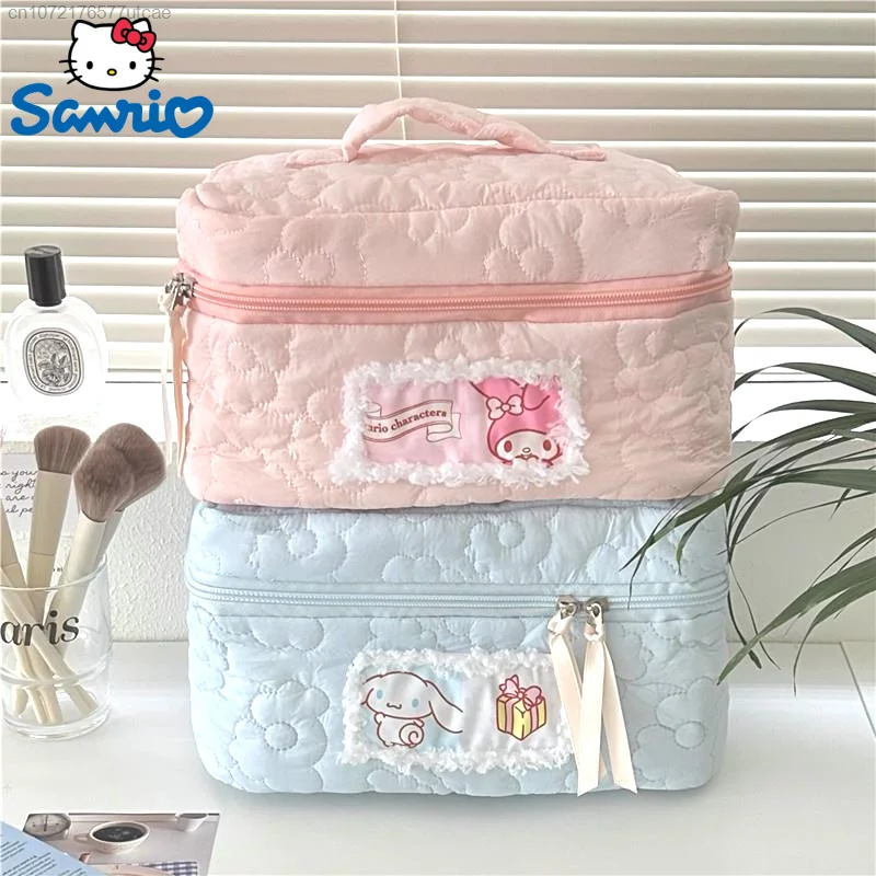 Sanrio melody cinnamoroll Hello Kitty Mäkké bavlnené kozmetické tašky Dámsky zips veľkú kapacitu roztomilý vrecko na make -up Storage taška
