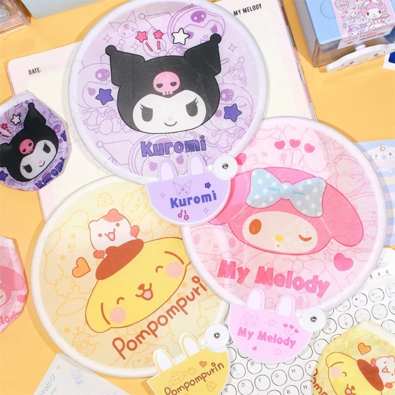Sanrio Melody Kuromi Summer skladacie fanúšikovia Dievčatá Roztomilý Kawaii sa dodáva s rovnakou taškou prenosné prenosné ručne vyrábané chladiace fanúšikovstvo darček