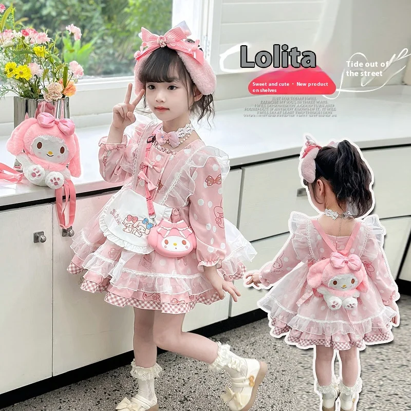 Sanrio My Melody Detské šaty Halloween Cosplay kostým lolita ružové dievča narodeninové oslavy oblečenie princezné šaty anime darček
