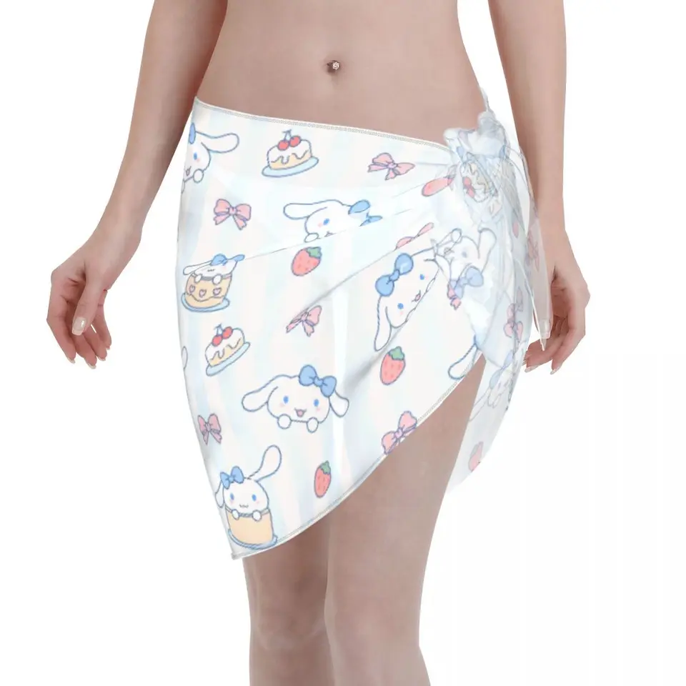Sanrio Plaksuit Plave pre ženy pre ženy Sarong Beach Bikini zábal Čistá krátka sukňa šifónová šatka pre plavky