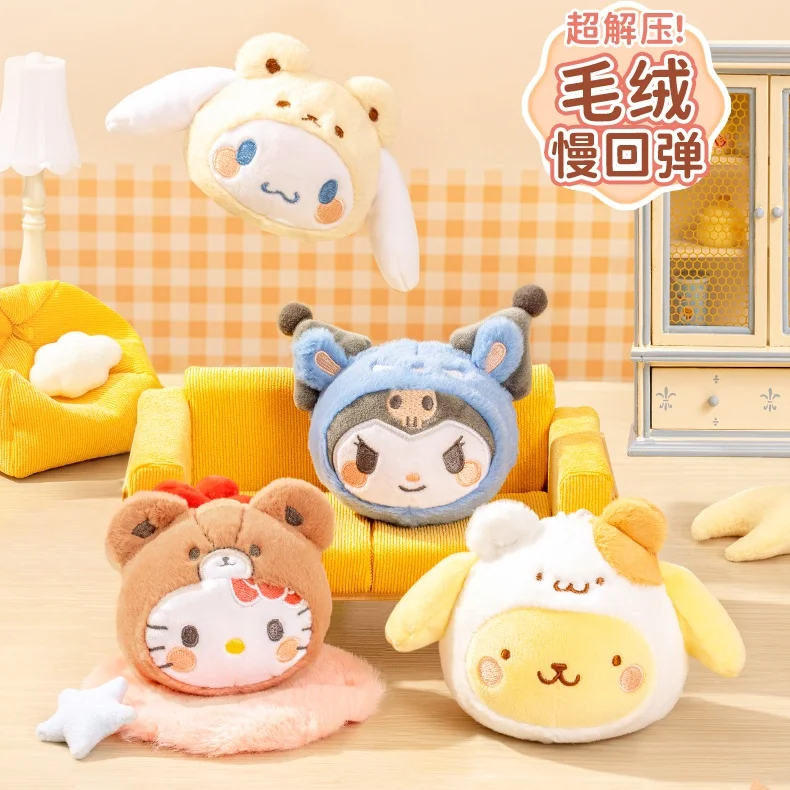Sanrio Playmates CrossDressing Series plyšová pichľavá kawaii mačiatko Prívesok s veľkým psom psom kurumi stresom reliéf