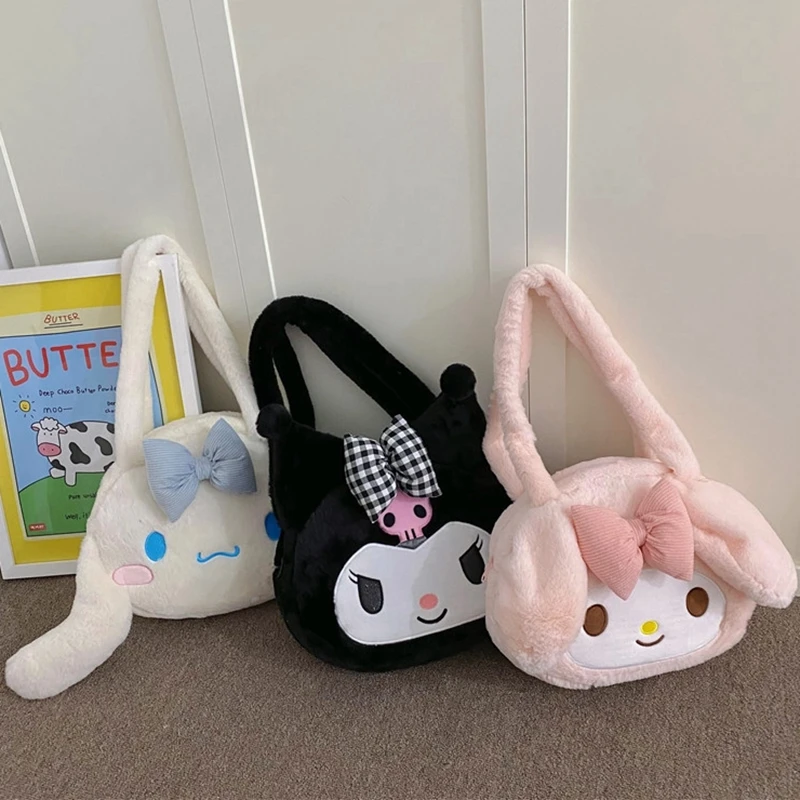 Sanrio plyšová kabelka anime anime s veľkou kapacitou karikatúrou kuromi melódia roztomilý kozmetický cestovný tašky