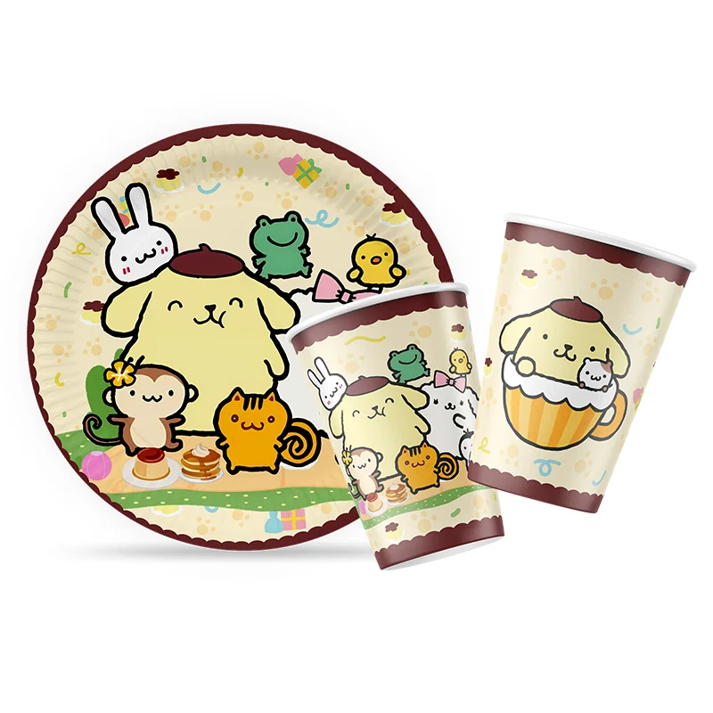 Sanrio Pom pom Purin Narodeninové oslavy dekorácie Deti pre deti uprednostňovanie papierového pohára Plač
