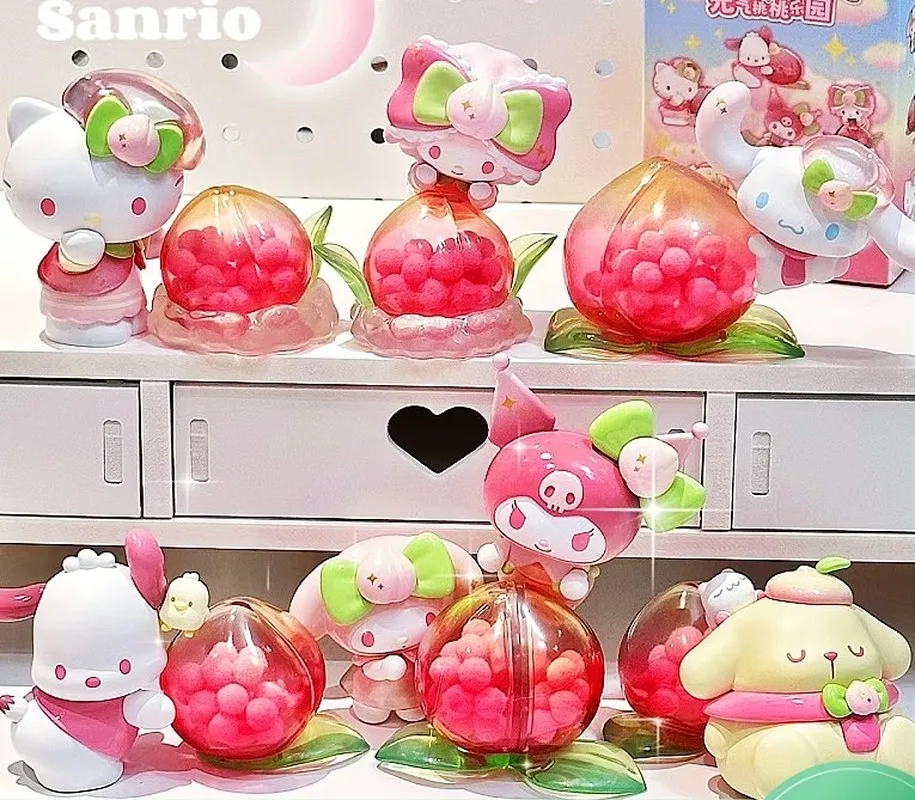 Sanrio Postavy slepá box vitalita broskyňový raj séria anime figúrky Hello Kitty Cinnamoroll Melody Melody Kuromi Suprise Guss Bag Bag