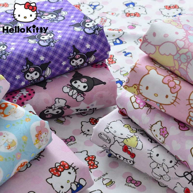 Sanrio posteľné listy Hello mačiatko látka DIY ručne vyrobená bavlnená handrička Domáca izba Plochá plech Domácnosť