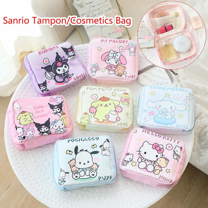 Sanrio Storage Bag Hello Kitty Kuromi veľká kapacita sanitárna obrúsky vrecko Cestovné kozmetické tašky Coin Coin Ripstick Bags