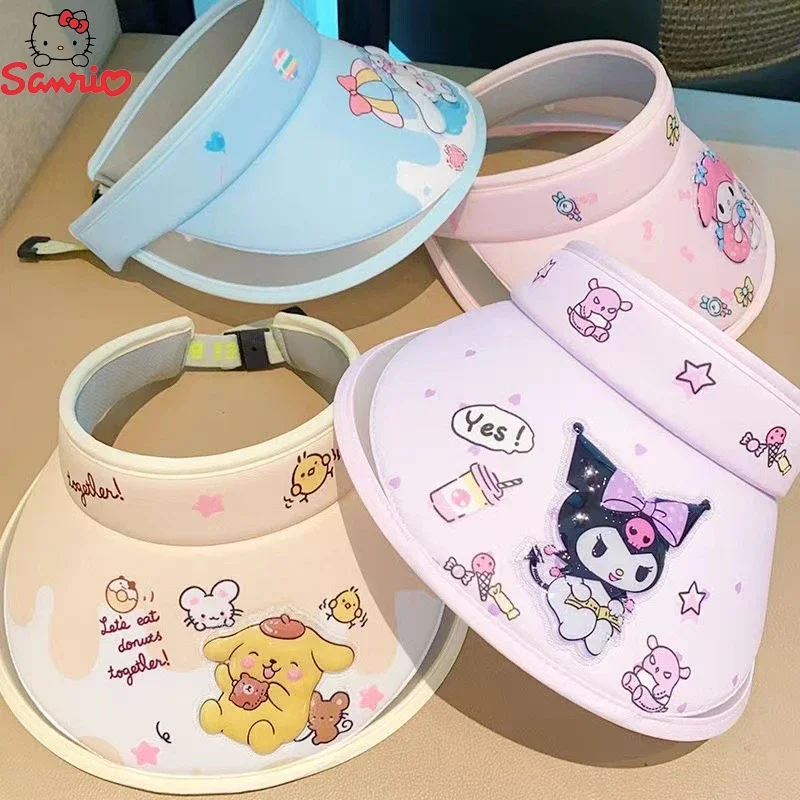 Sanrio Sunscreen Hat 3D tlač roztomilý Cinnamoroll My Melody Kuromi Anti-UV Sunshade Cap Veľký jazyk Sun Hat Kids Birthday Darčeky
