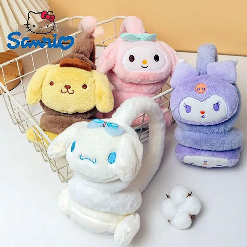 Sanrio Winter Kids Cartoon Cutoon Cutoen Warm Earmuff Deti Hello Kitty Anime módne uši kuromi melódiu melódiu Cinnamoroll Earmuffs Darčeky