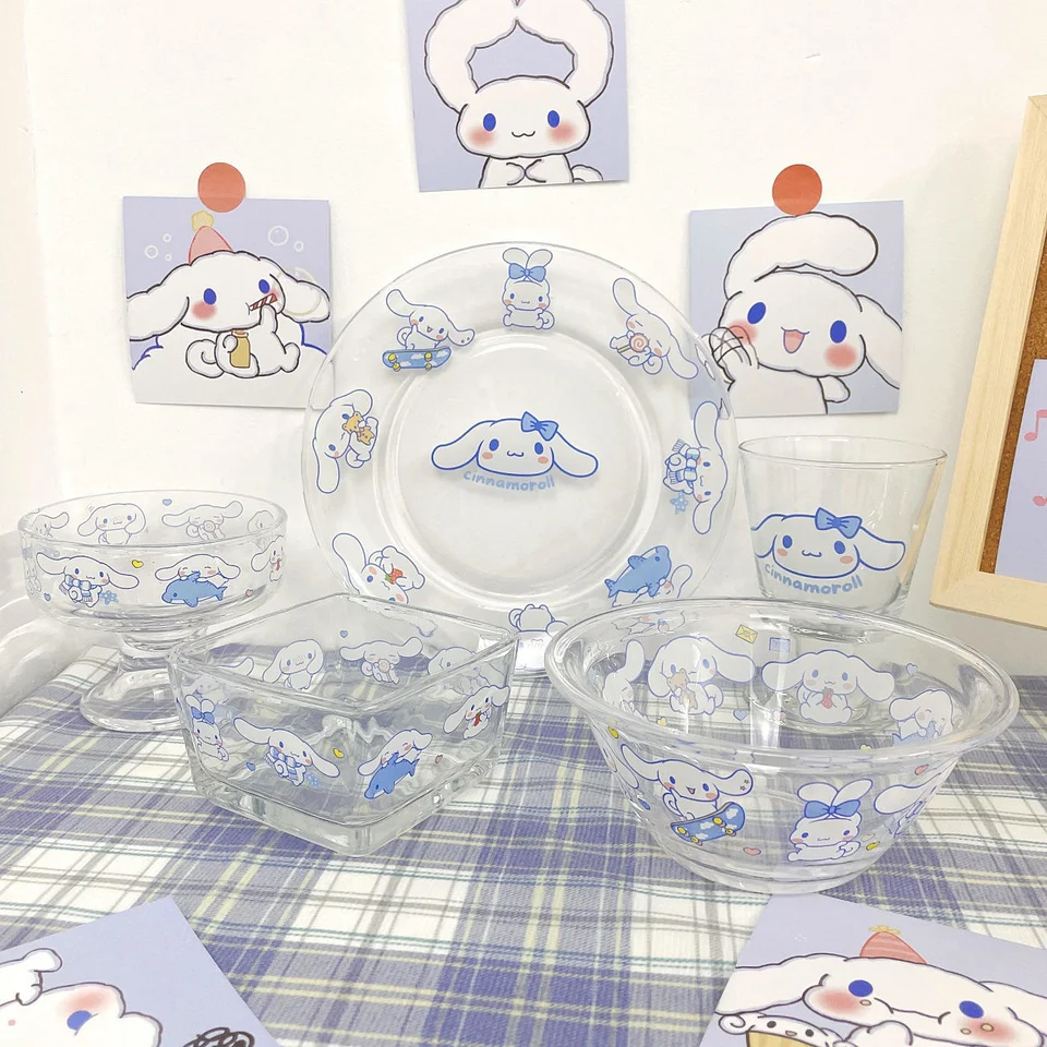 Sanrioed Cinnamoroll Glass Glass Food Bowl Cake Taš