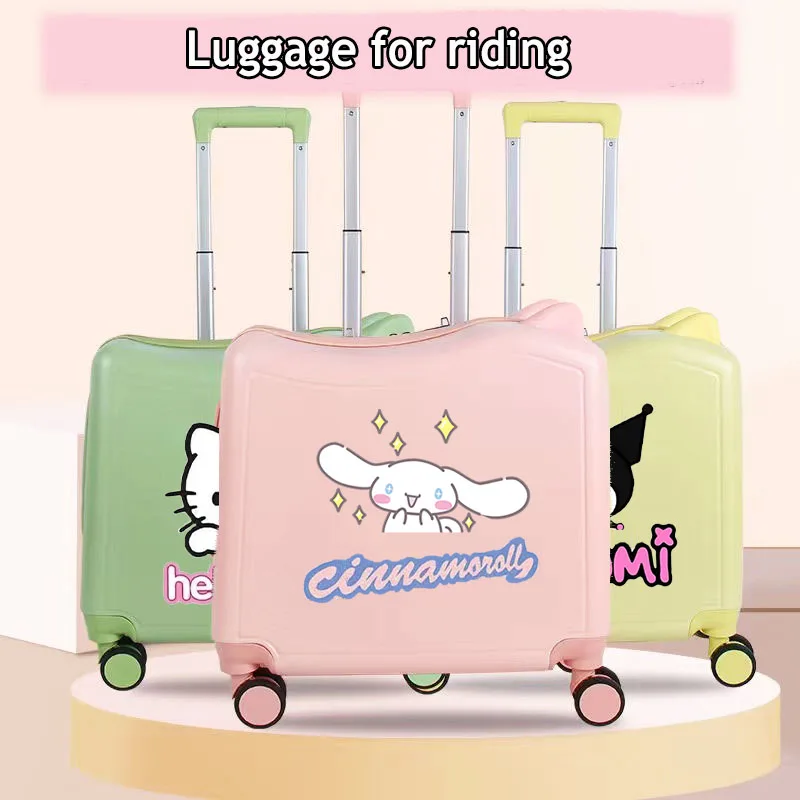 Sanrioed Cinnamoroll Kartoon KittYS Kuromi Trolley Rolling Girl Heslo Box