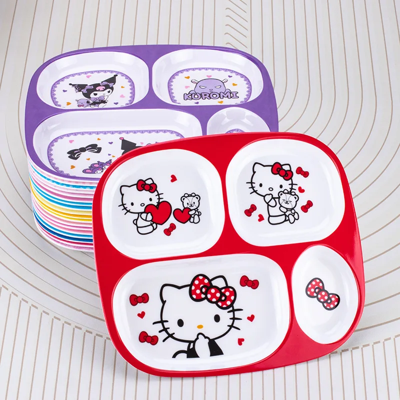 Sanrios Anime Hellokittys Cartoon Detské jedlo tanier Kuromi MymeLody Dinner Taš