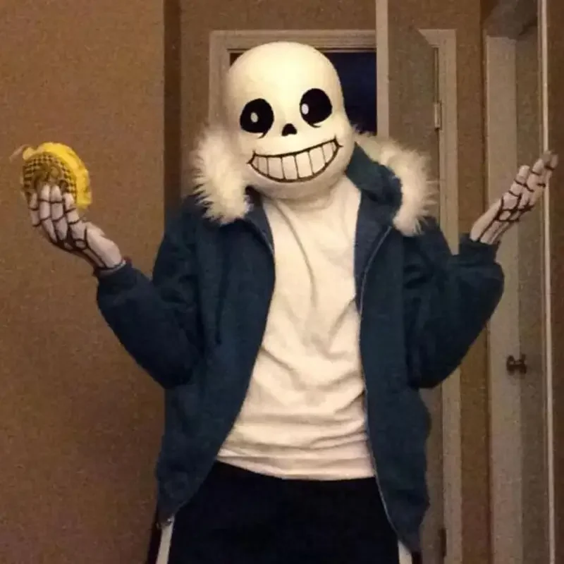 Sans Undertale Cosplay mikiny latexová maska ​​čerstvá kostra bunda sans plus zamatový kapucňový zipsový sveter Halloween Party kostýmy