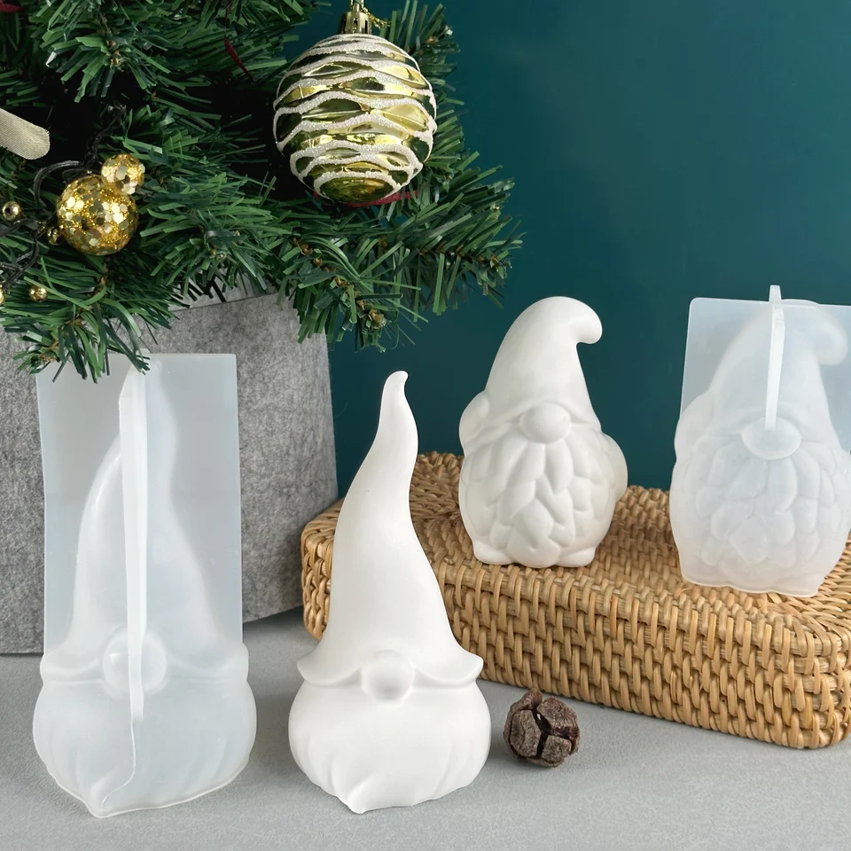 Santa brada bez tváre gnome Silikone Silicon Fold Table Ornament DIY 3D Santa Claus Soap Fold Ručne vyrábaná vianočná dekorácia