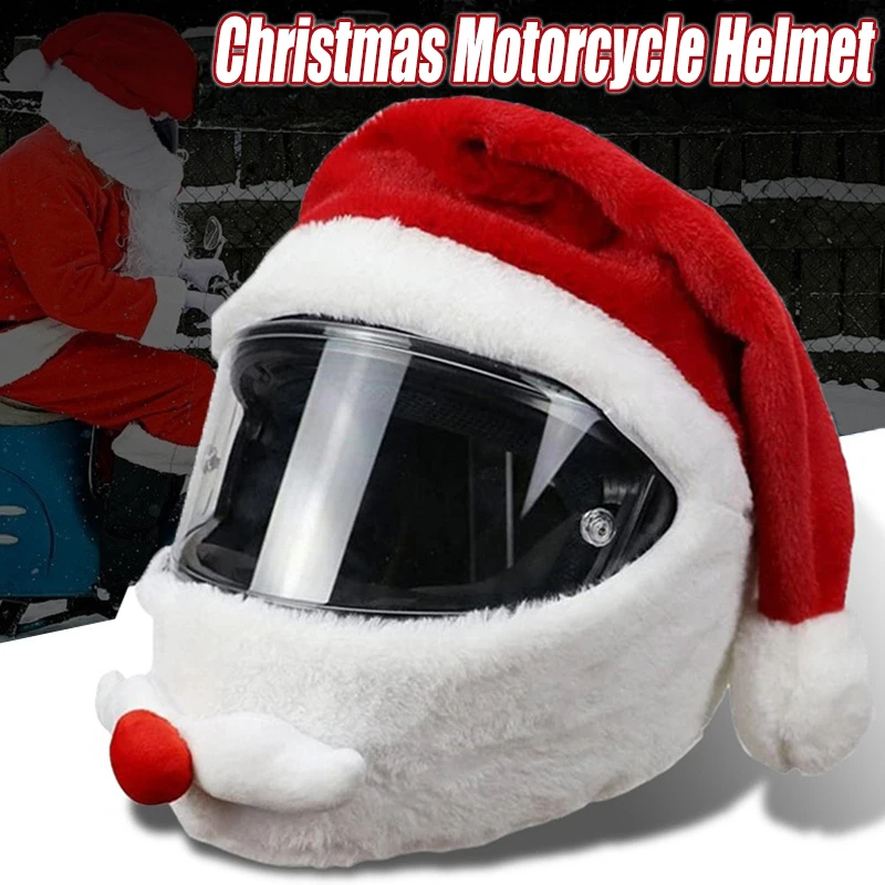 Santa Claus prilba pokrýva plyšový vianočný vianočný klobúk pre motocyklovú prilbu Šťastný nový rok Dodávky Vianoce Cosplay Accesories