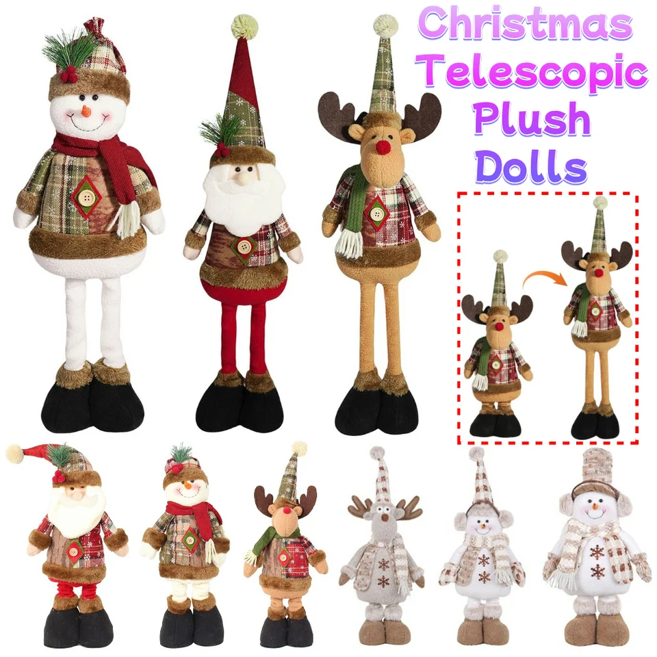 Santa Claus Snow Man Elk stojaci bábika vianočné nohy Doll Doll Creaty Telescic Navidad Decotion Vianoce strom slušné ozdoby