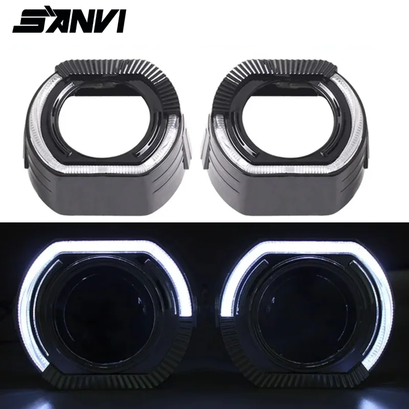 Sanvi 2,5 palca 3 palcové čierne kryty pokrytie LED Angel Eyes pre Koito Q5 HELLA Bixenon HID projektor SHELL SLEPE CAR SLIGHT