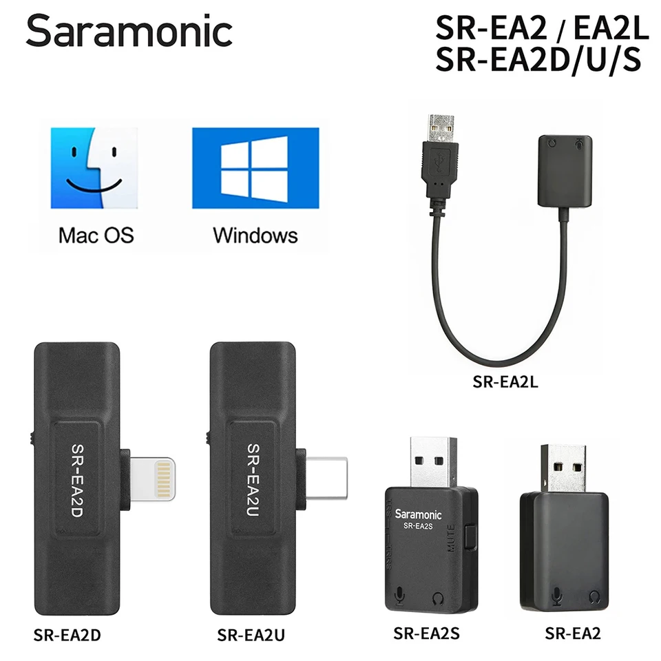 Saramonic SR-EA2 Audio adaptér s konektorom USB TYPE C USB pre počítače pre smartfóny iPhone 3,5 mm TRS/TRRS Microfón