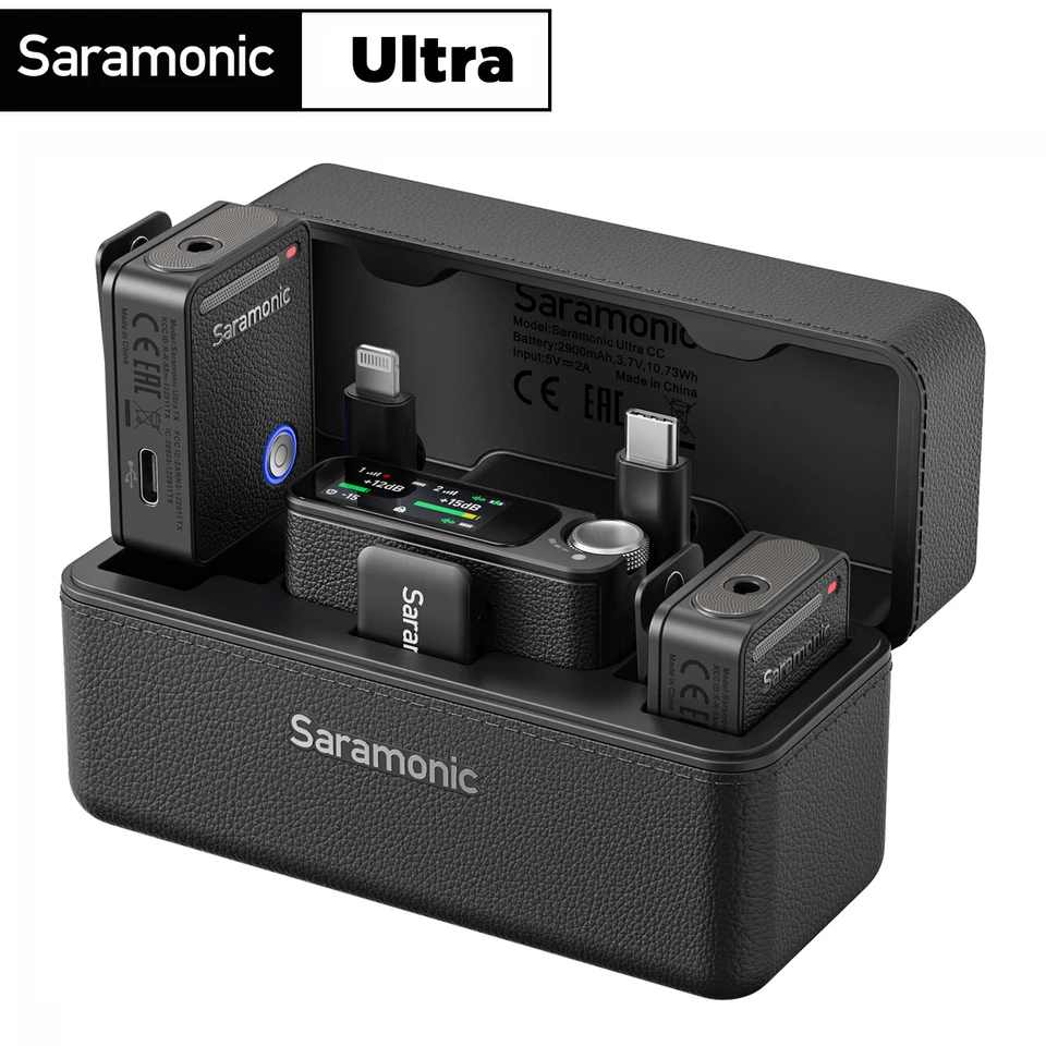 Saramonic Ultra Wireless Lavalier Lapel Mikrofón pre iPhone Android Type-C Smartphones PC DSLR Camera Video Nahrávanie Vlog