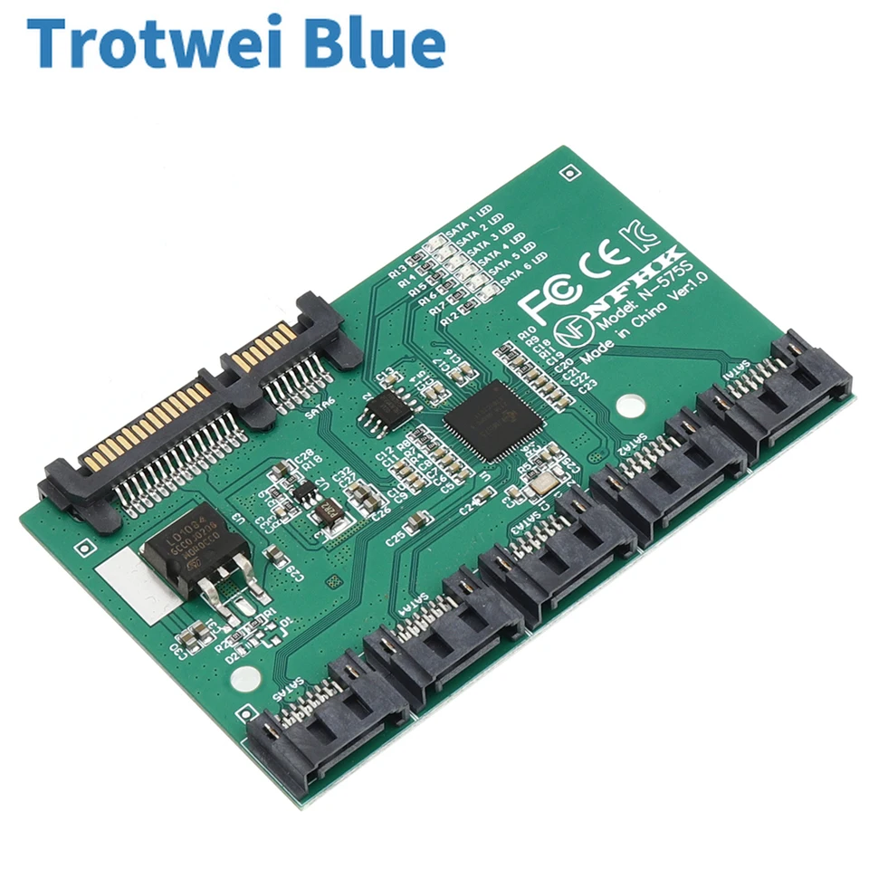 SATA 3 SSD Adapter SATA Expansion Board 6.0 GBPS 5-Port SATA 3.0 1 až 5 Expanzná karta Multiplikačný pevný disk Pridať na karty