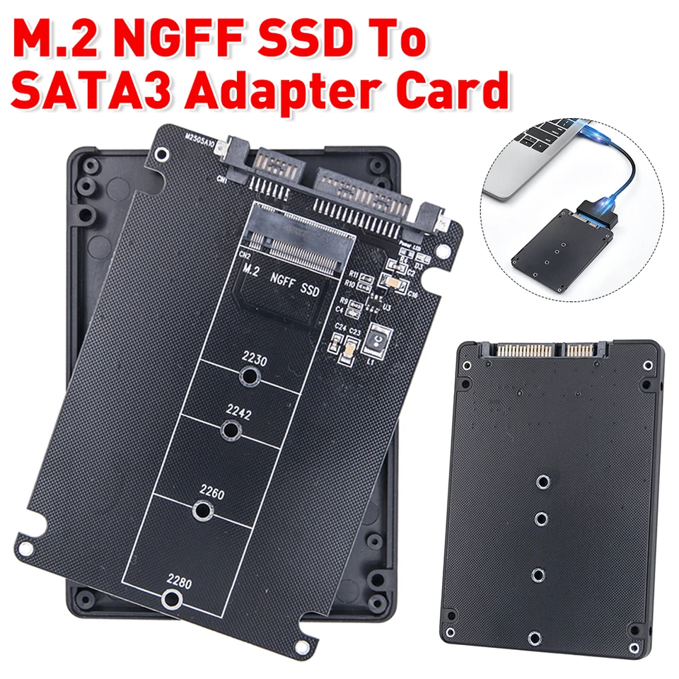 SATA3.0 6 GBPS M.2 NGFF SSD na adaptérovú kartu SATA3 M2 NGFF SSD na SATA3.0 Externá doska adaptéra pevného disku pevného disku a adaptéra