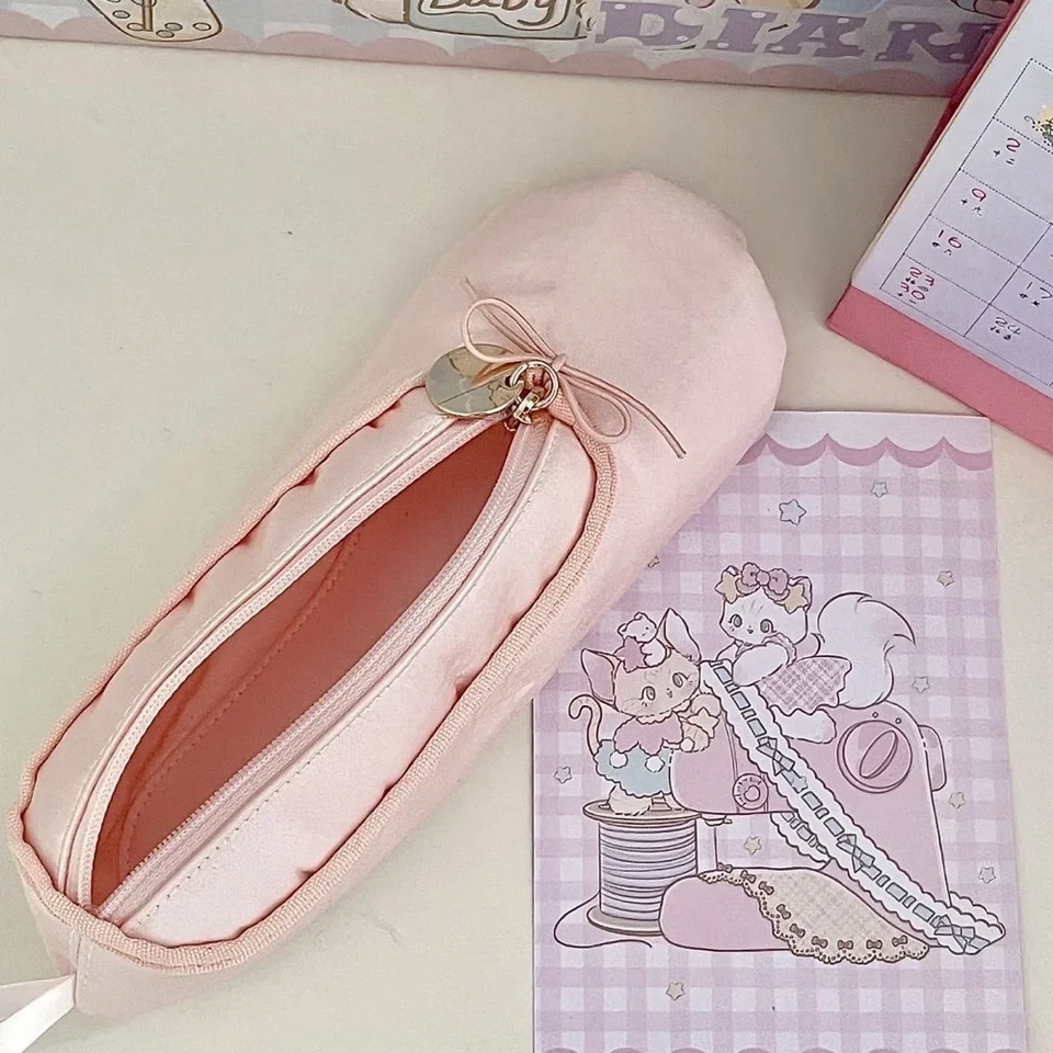 Saténový balet pointe topánka ružová kreatívna make -up taška rúž na obočie očné linky Kozmetické ukladanie Študent ceruzka Cascil Case Dance Lovers