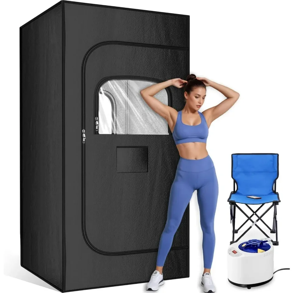 Sauna Box pre dom, Osobný parný nurecover saunas ohrievač doma, 𝟑𝐋 𝟏𝟐𝟎𝟎𝐖 Parník, vnútorný skladací sauna stan