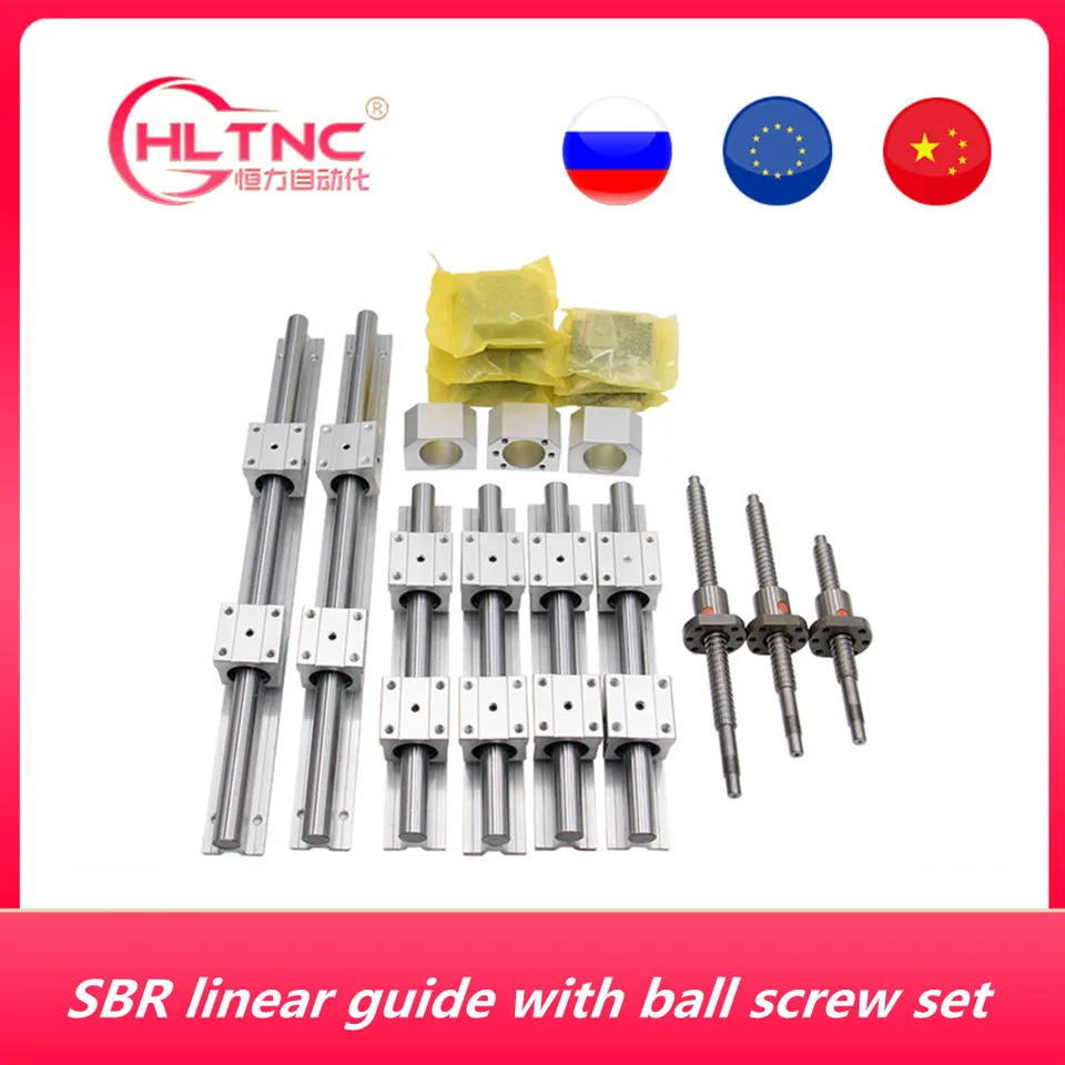 SBR16 SBR20 Lineárna koľajnica + 3 loptička SFU1605 + BK/BF12 + KYSTROVANIE NUSTU + spojky + SBR bloky pre CNC router/frézovací stroj
