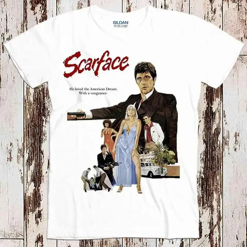 Scarface Al Pacino Film Plagát Tee Top Vintage Unisex Ladies T tričko 8270