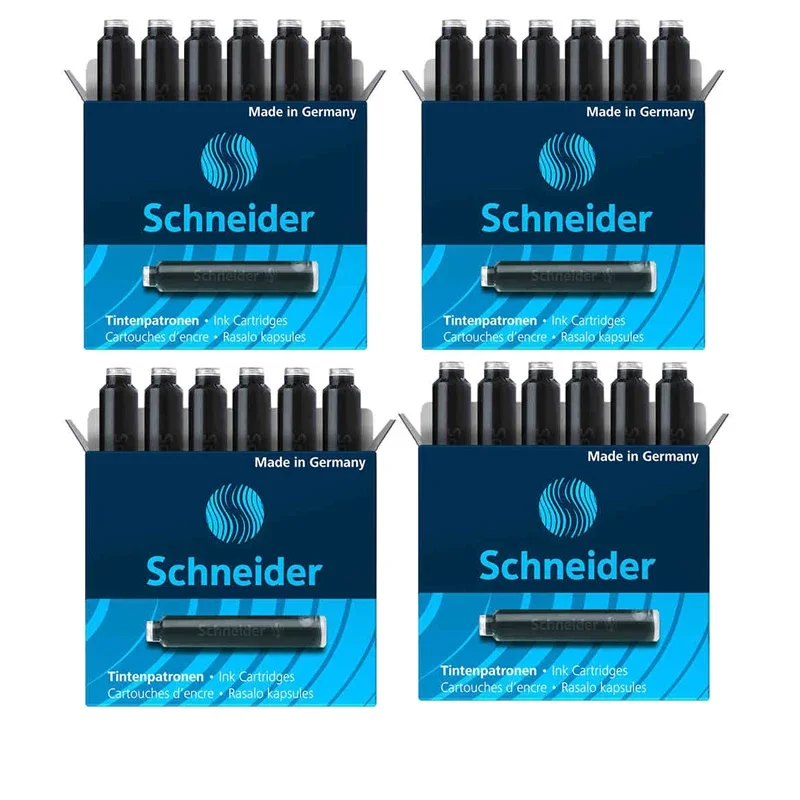 Schneider Fountain Pen atramentové kazety náplne 15 farieb Medzinárodná štandardná veľkosť Originálne hladké atramenty