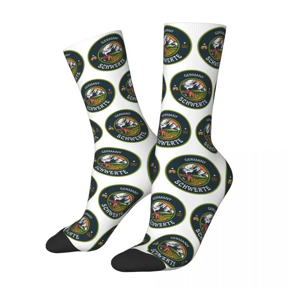 Schwerte Nemecko Green Emblem ponožky Harajuku Vysoké pančuchy po celú sezónu Dlhé ponožky Príslušenstvo pre unisex vianočné darčeky